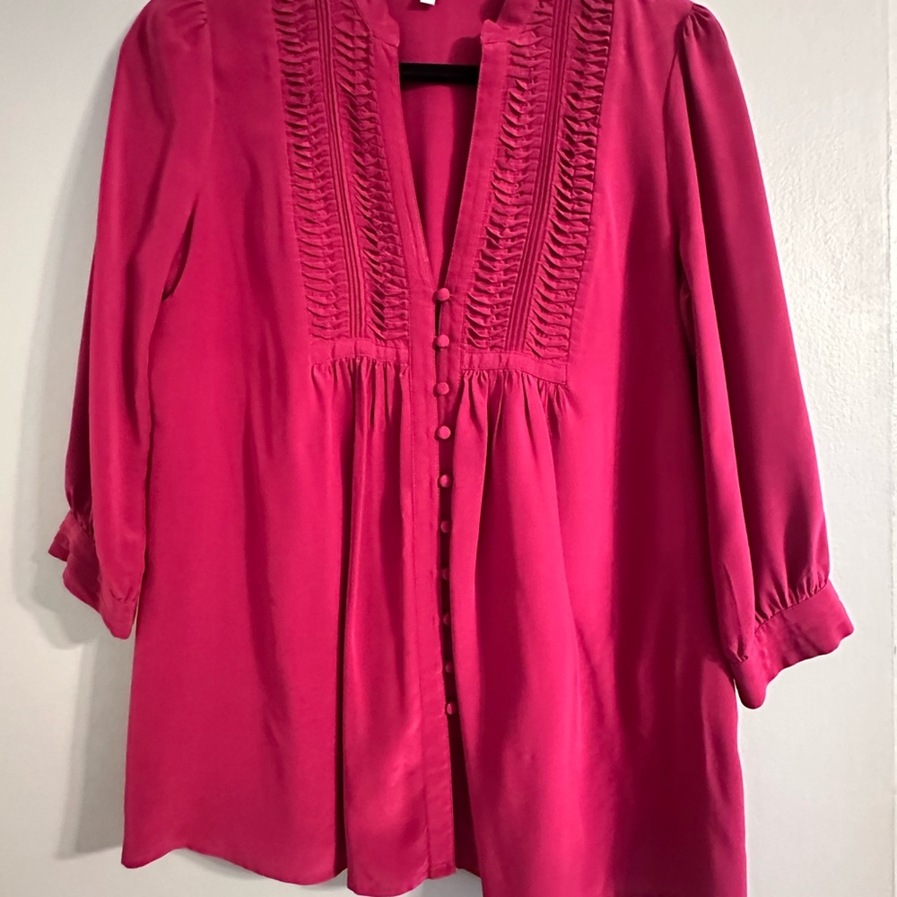 Joie Fuchsia Blouse with Ruffle Detail